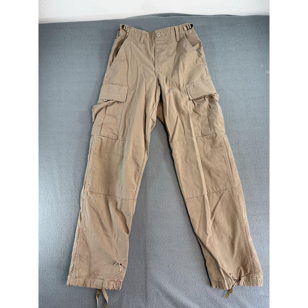 TRU-SPEC Cargo Pants Mens 27x30 Beige Relaxed Fit Canvas Adjustable Waist FLAW